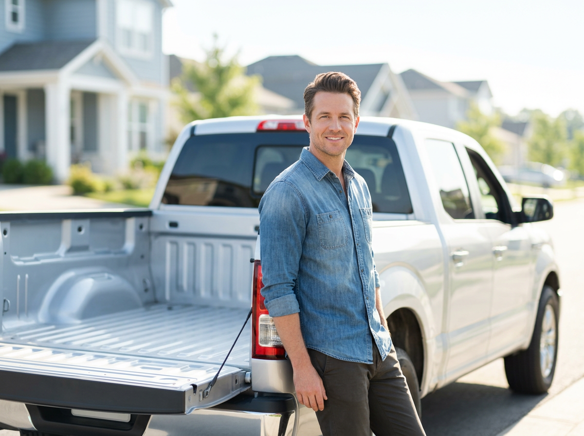 Pickup truck and driver available for hire